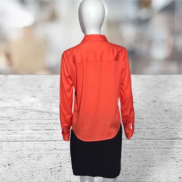Catherine Malandrino Coral Collared Button down Blouse Size - Picture 5 of 8